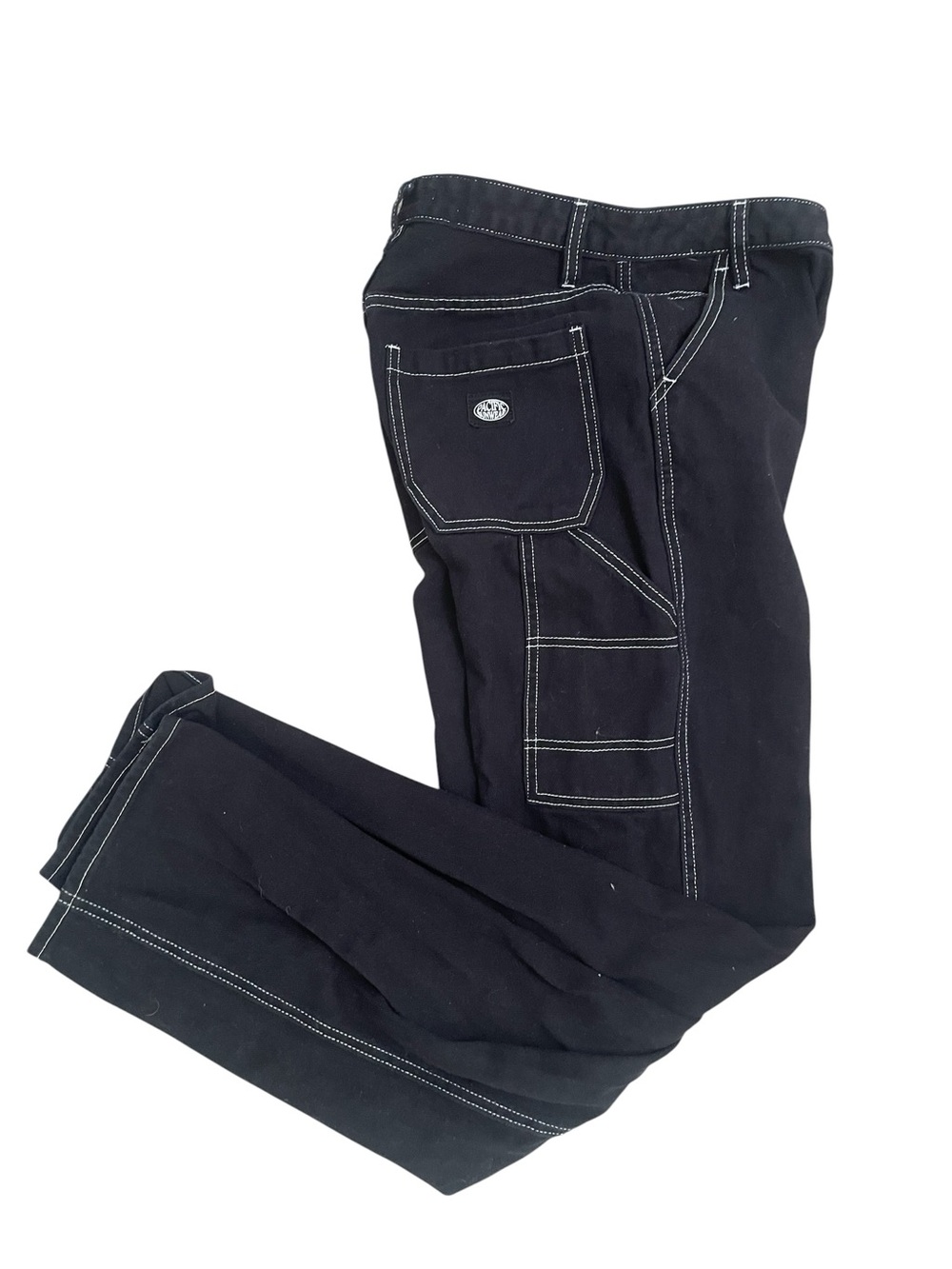 Pacific Sunwear Black 90’s BF Carpenter Pants with White Contrast Stitching Y2K